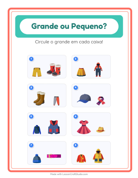 Pré-visualização da ficha de Grande Ou Pequeno com Roupas para Educação infantil (creche, 3-5 anos)