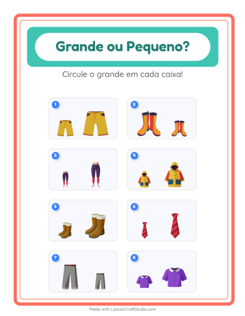 Pré-visualização da ficha de Grande Ou Pequeno com Roupas para Educação infantil (creche, 3-5 anos)