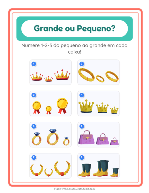 Pré-visualização da ficha de Grande Ou Pequeno com Acessórios para Educação infantil (creche, 3-5 anos)
