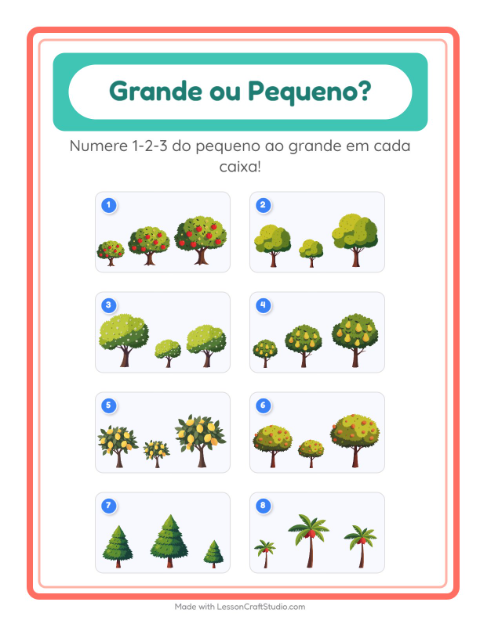 Pré-visualização da ficha de Grande Ou Pequeno com Árvores para Educação infantil (creche, 3-5 anos)