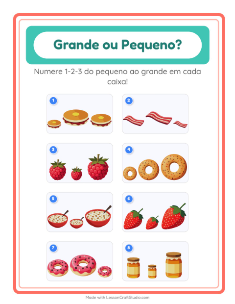 Pré-visualização da ficha de Grande Ou Pequeno com Café da manhã para Educação infantil (creche, 3-5 anos)
