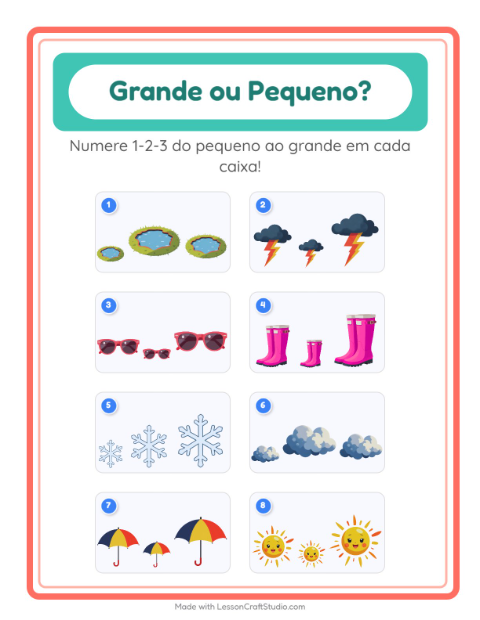 Pré-visualização da ficha de Grande Ou Pequeno com Clima para Educação infantil (creche, 3-5 anos)
