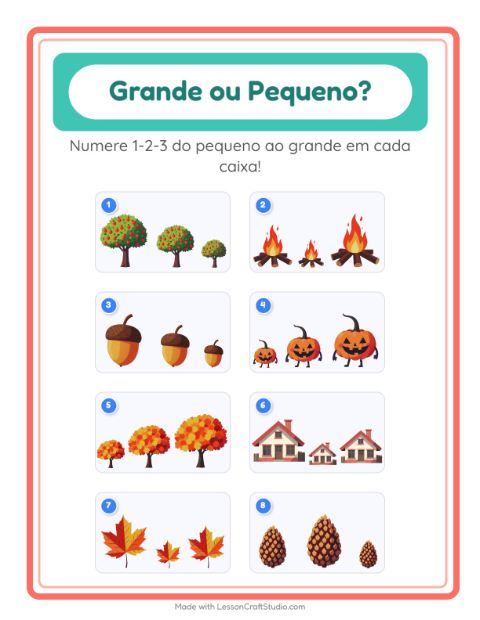 Pré-visualização da ficha de Grande Ou Pequeno com Diversos para Educação infantil (creche, 3-5 anos)