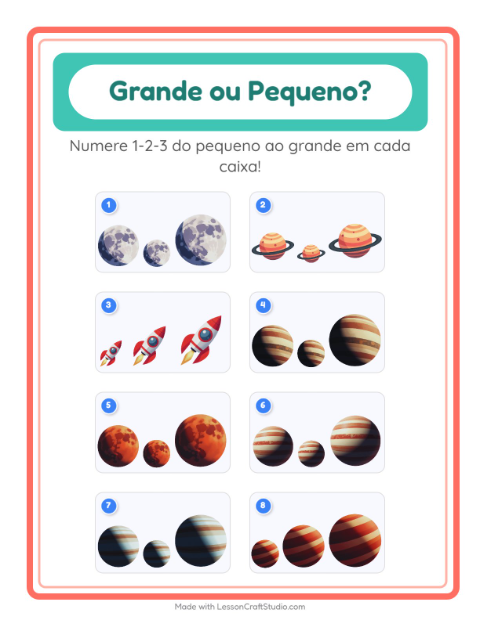 Pré-visualização da ficha de Grande Ou Pequeno com Espaço para Educação infantil (creche, 3-5 anos)