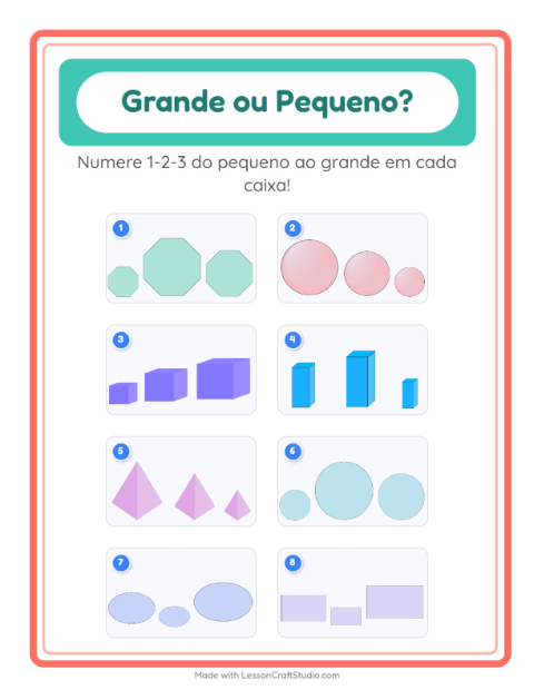 Pré-visualização da ficha de Grande Ou Pequeno com Formas para Educação infantil (creche, 3-5 anos)