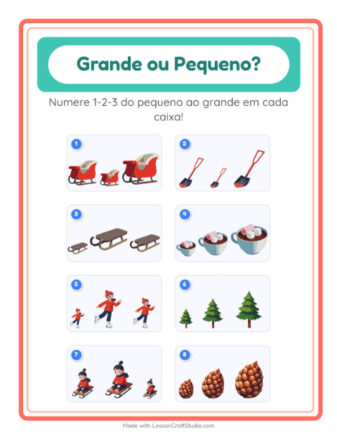 Pré-visualização da ficha de Grande Ou Pequeno com Inverno para Educação infantil (creche, 3-5 anos)