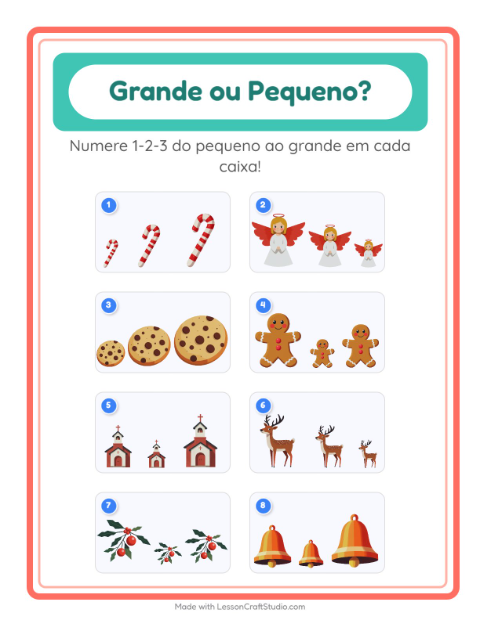 Pré-visualização da ficha de Grande Ou Pequeno com Natal para Educação infantil (creche, 3-5 anos)
