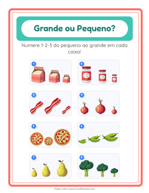 Pré-visualização da ficha de Grande Ou Pequeno com No supermercado para Educação infantil (creche, 3-5 anos)
