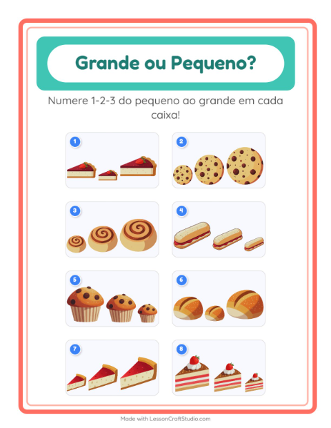 Pré-visualização da ficha de Grande Ou Pequeno com Padaria para Educação infantil (creche, 3-5 anos)
