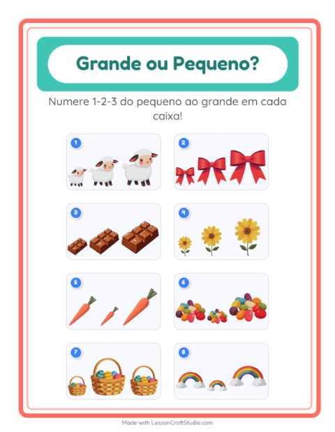 Pré-visualização da ficha de Grande Ou Pequeno com Páscoa para Educação infantil (creche, 3-5 anos)