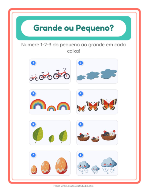 Pré-visualização da ficha de Grande Ou Pequeno com Primavera para Educação infantil (creche, 3-5 anos)