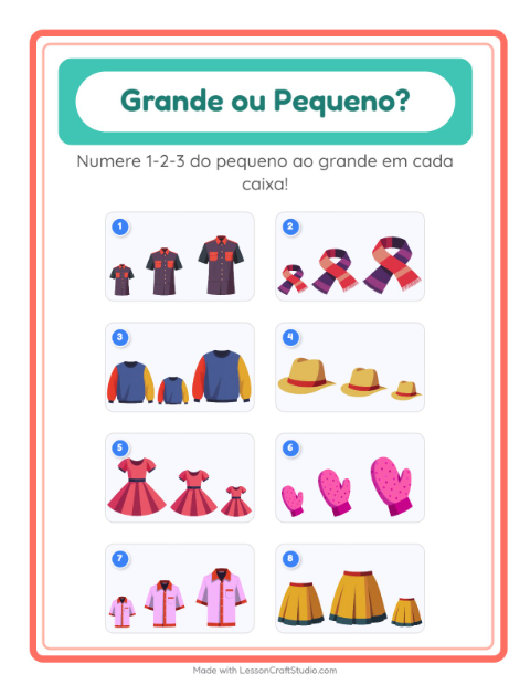 Pré-visualização da ficha de Grande Ou Pequeno com Roupas para Educação infantil (creche, 3-5 anos)