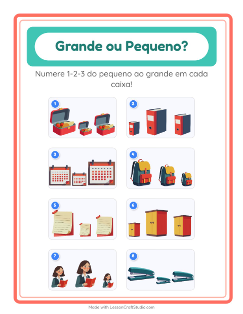 Pré-visualização da ficha de Grande Ou Pequeno com Sala de aula para Educação infantil (creche, 3-5 anos)