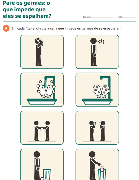 Como evitar os germes: circule a cena certa em cada fileira