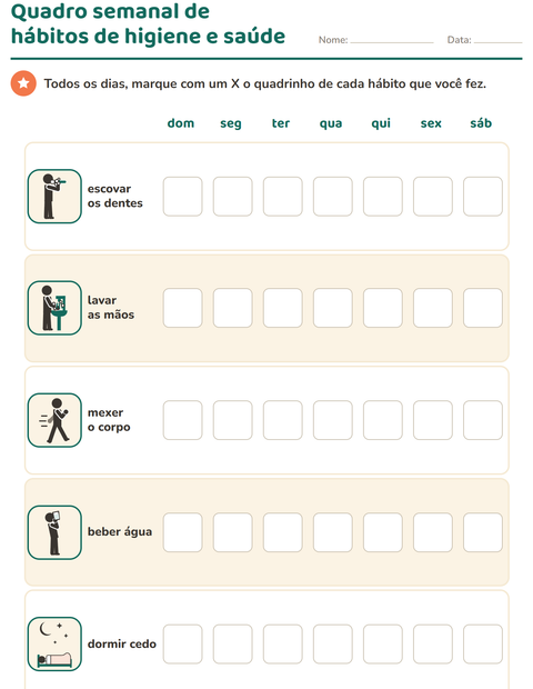 Pré-visualização da ficha de Hábitos de higiene para 1º ano do ensino fundamental