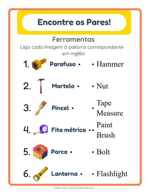 Ligar imagens e palavras em inglês – Ferramentas