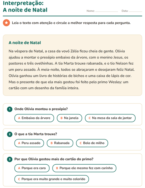 Pré-visualização da ficha de Interpretação de texto para 2º ano do ensino fundamental