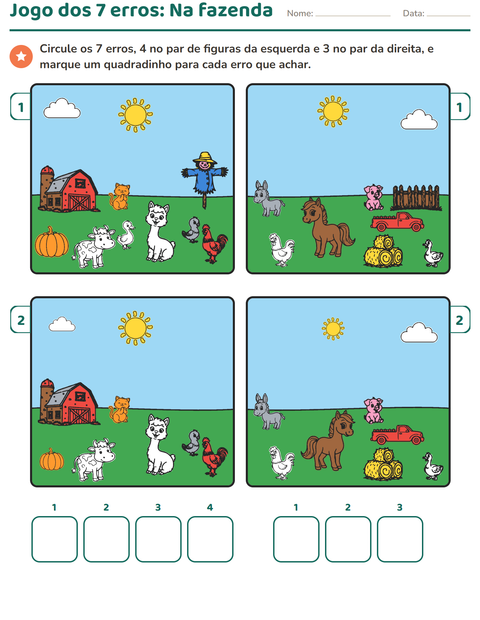 Pré-visualização da ficha de Jogo das diferenças para 1º ano do ensino fundamental