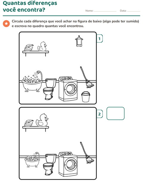 Pré-visualização da ficha de Jogo das diferenças para 1º ano do ensino fundamental