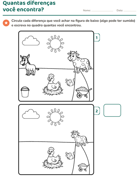 Pré-visualização da ficha de Jogo das diferenças para 1º ano do ensino fundamental