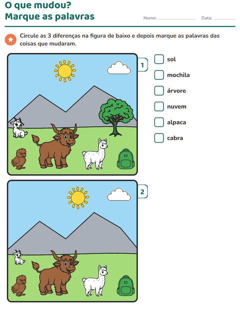 Pré-visualização da ficha de Jogo das diferenças para 1º ano do ensino fundamental