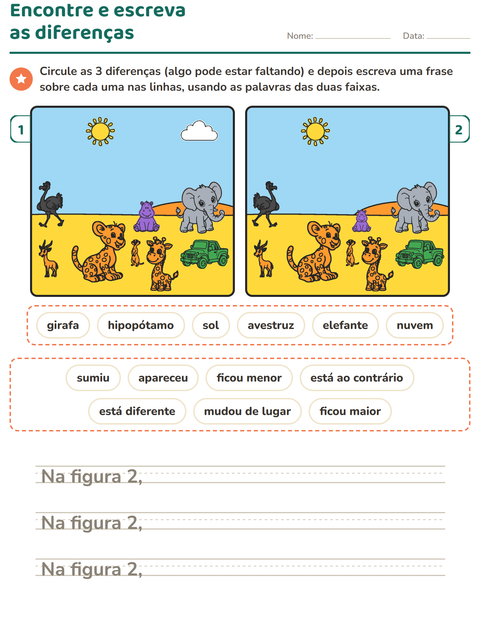 Pré-visualização da ficha de Jogo das diferenças para 2º ano do ensino fundamental