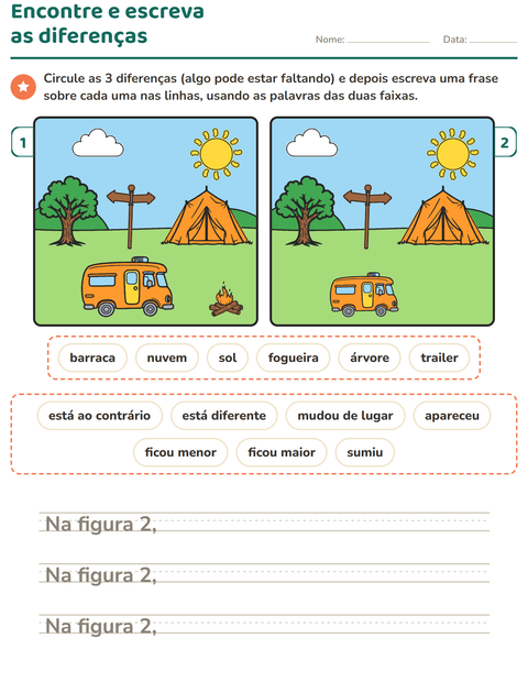 Pré-visualização da ficha de Jogo das diferenças para 2º ano do ensino fundamental