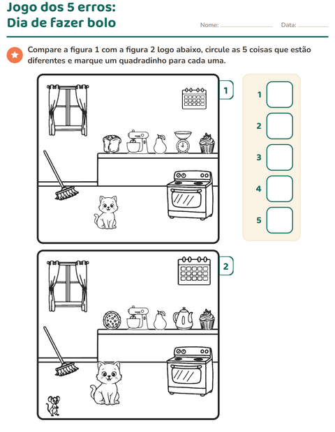 Pré-visualização da ficha de Jogo das diferenças para Educação infantil (pré-escola, 5-7 anos)