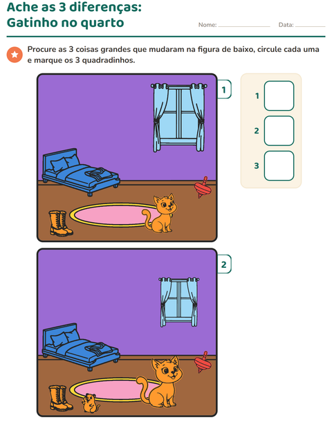 Pré-visualização da ficha de Jogo das diferenças para Educação infantil (pré-escola, 5-7 anos)