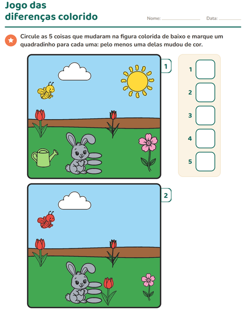 Pré-visualização da ficha de Jogo das diferenças para Educação infantil (pré-escola, 5-7 anos)