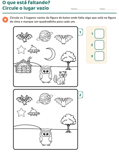 Pré-visualização da ficha de Jogo das diferenças para Educação infantil (pré-escola, 5-7 anos)