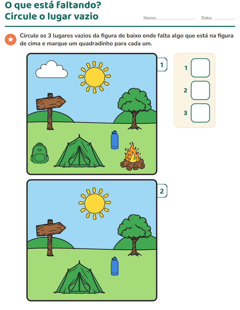 Pré-visualização da ficha de Jogo das diferenças para Educação infantil (pré-escola, 5-7 anos)