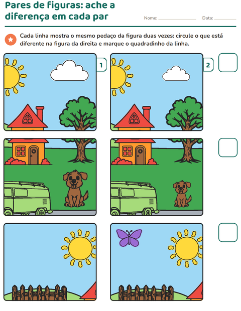 Pré-visualização da ficha de Jogo das diferenças para Educação infantil (pré-escola, 5-7 anos)