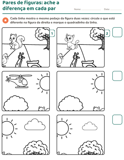 Pré-visualização da ficha de Jogo das diferenças para Educação infantil (pré-escola, 5-7 anos)