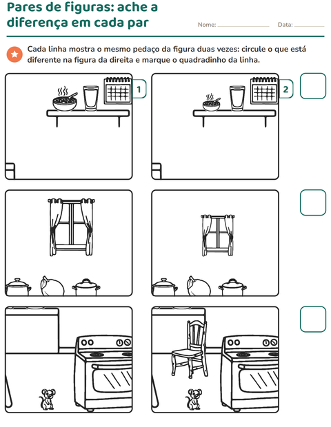 Pré-visualização da ficha de Jogo das diferenças para Educação infantil (pré-escola, 5-7 anos)