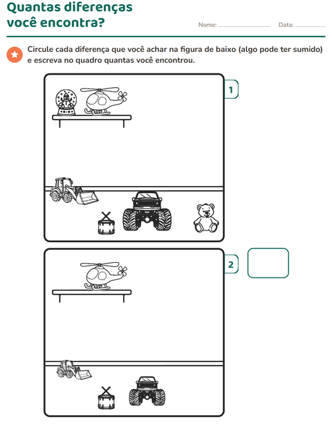 Pré-visualização da ficha de Jogo das diferenças para 1º ano do ensino fundamental