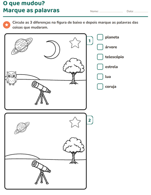 Pré-visualização da ficha de Jogo das diferenças para 1º ano do ensino fundamental