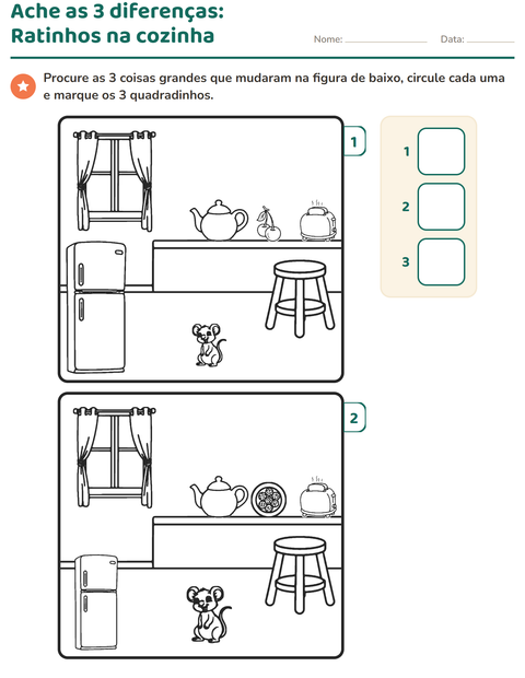 Pré-visualização da ficha de Jogo das diferenças para Educação infantil (pré-escola, 5-7 anos)
