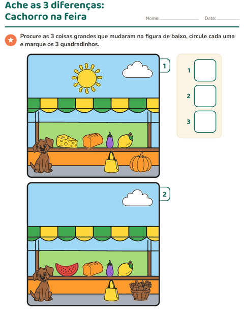 Pré-visualização da ficha de Jogo das diferenças para Educação infantil (pré-escola, 5-7 anos)