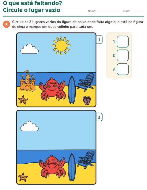 Pré-visualização da ficha de Jogo das diferenças para Educação infantil (pré-escola, 5-7 anos)