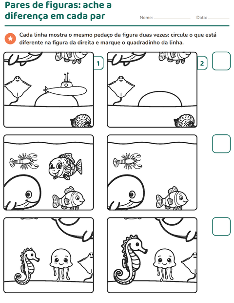 Pré-visualização da ficha de Jogo das diferenças para Educação infantil (pré-escola, 5-7 anos)