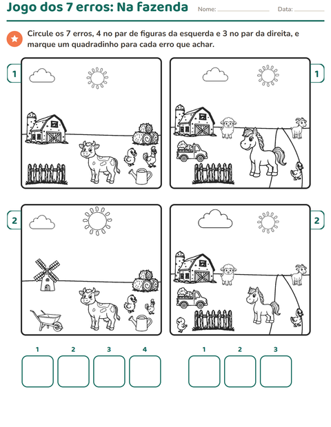 Pré-visualização da ficha de Jogo das diferenças para 1º ano do ensino fundamental