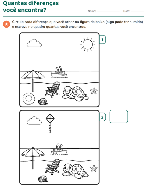 Pré-visualização da ficha de Jogo das diferenças para 1º ano do ensino fundamental