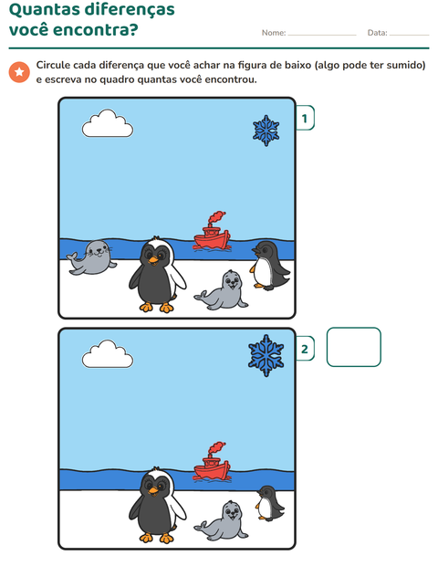 Pré-visualização da ficha de Jogo das diferenças para 1º ano do ensino fundamental