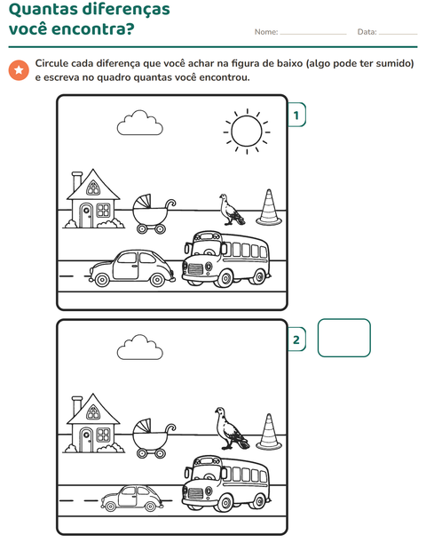 Pré-visualização da ficha de Jogo das diferenças para 1º ano do ensino fundamental