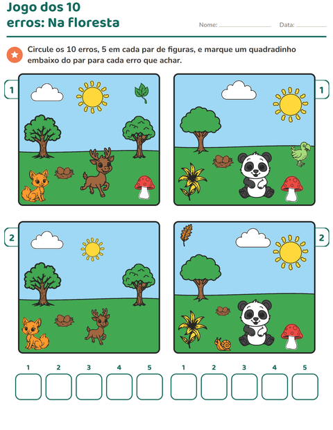 Pré-visualização da ficha de Jogo das diferenças para 2º ano do ensino fundamental