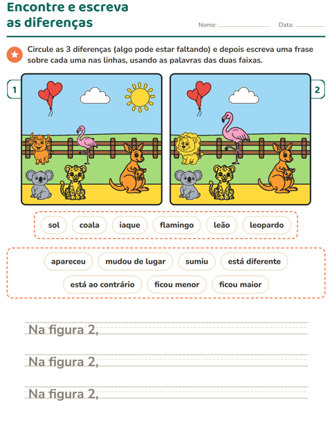 Pré-visualização da ficha de Jogo das diferenças para 2º ano do ensino fundamental