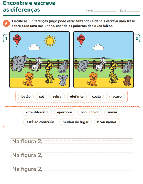 Pré-visualização da ficha de Jogo das diferenças para 2º ano do ensino fundamental