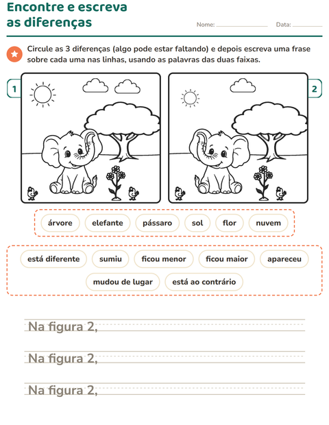 Pré-visualização da ficha de Jogo das diferenças para 2º ano do ensino fundamental