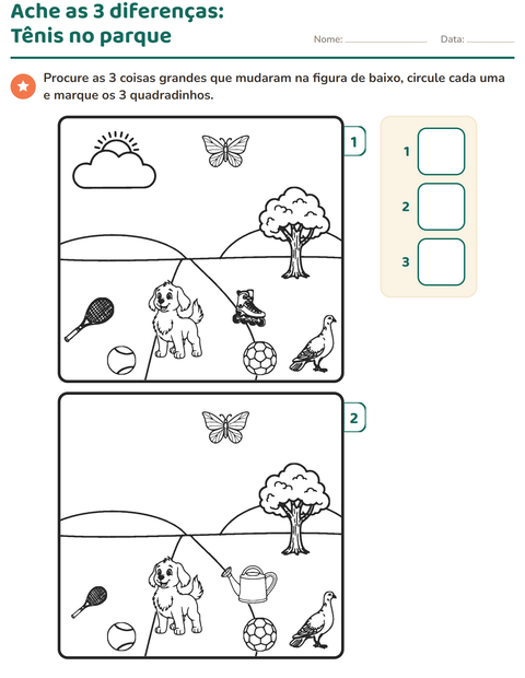 Pré-visualização da ficha de Jogo das diferenças para Educação infantil (pré-escola, 5-7 anos)